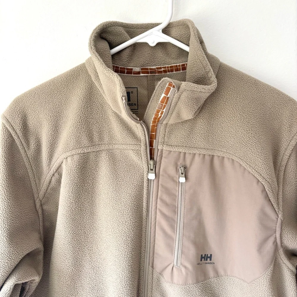 Helly Hansen Tan Brown Full Zip Fleece Jacket Outdoor Activewear